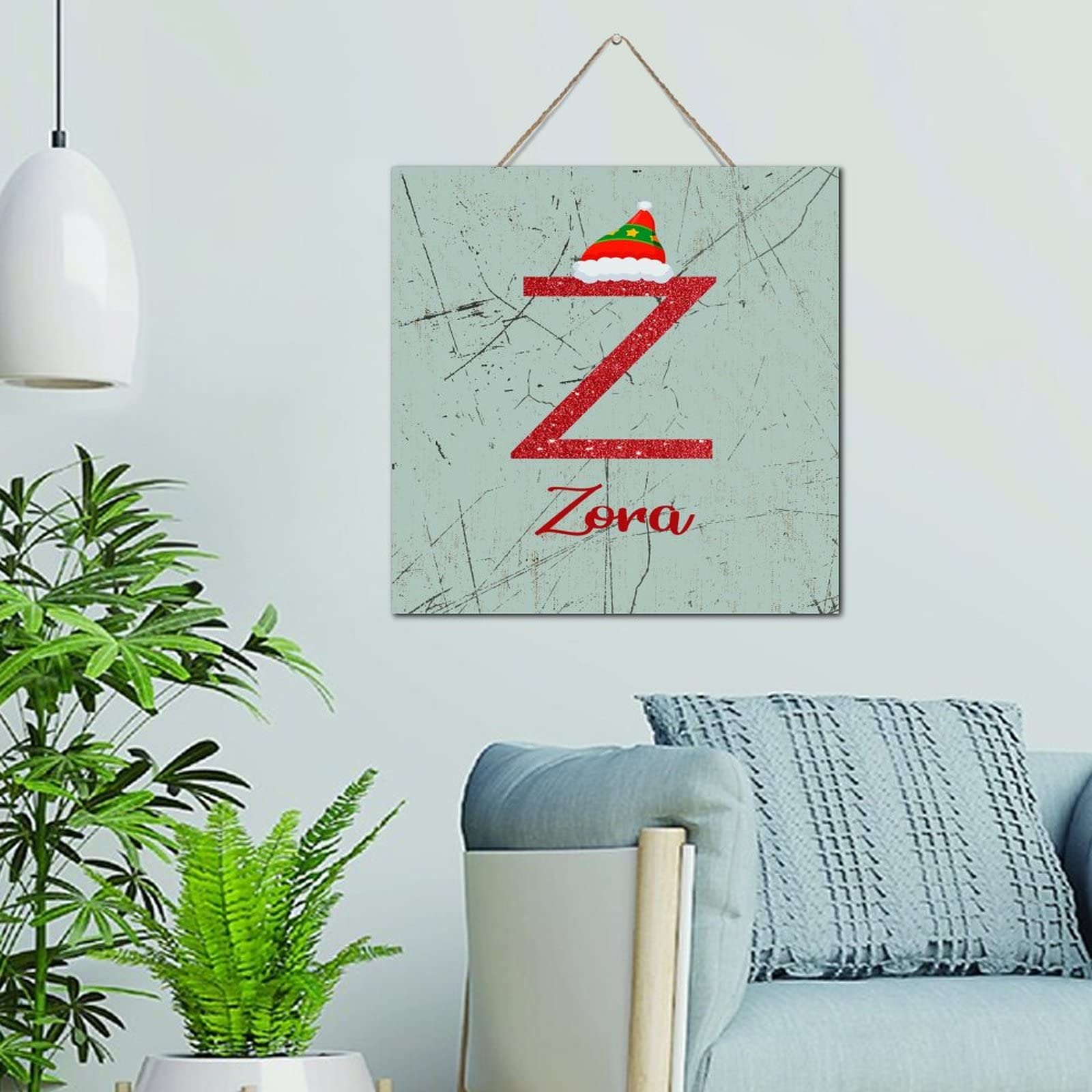 Cadeau plaque murale bois monogramme personnalisé Noël