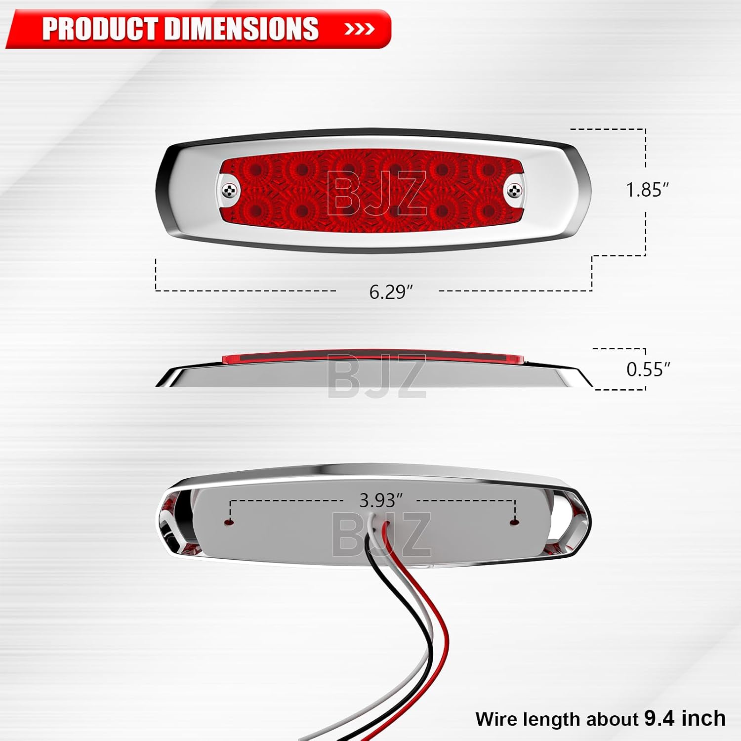 BJZ Trailer Marker LED Lights Red 12LED Side Marker Clearance Brake Stop Signal Indicator Light 6'' 12V Flash Strobe Constant Marker Light Waterproof for Trailer Truck Van Pickup ATV UTV RV, 5Pcs