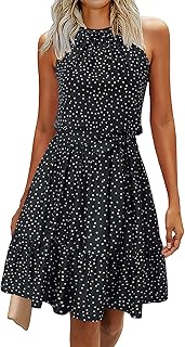 Womens 2025 Summer Dress Halter Wedding Guest Casual Beach Vacation Outfits Belted Sundresses with Pockets - Buy now