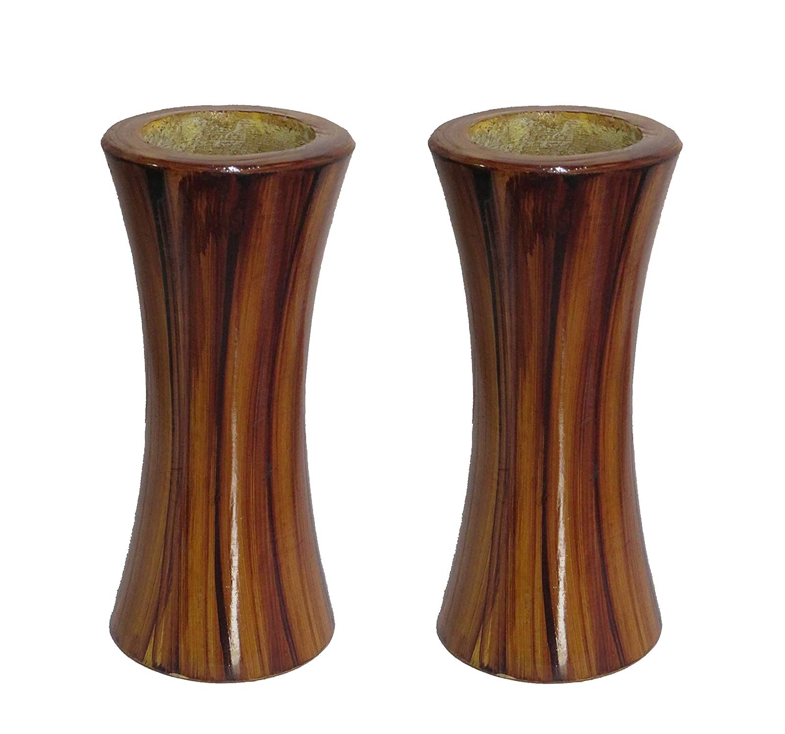 Logro Artificial Wooden Flower Vase Wooden Flower Pot for Home Decorative Items Wooden vases for Home Decor Flower vase... Set of 2-Parent (Wood Pot-02)-image-22