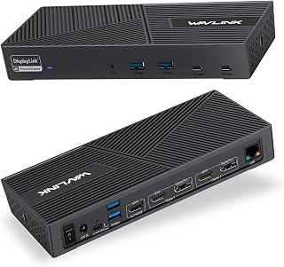 Displaylink Dockingstation, WAVLINK USB C Universal Dockingstation mit 3 × HDMI, 2X DP, 100W PD, Gigabit Ethernet, 6 × 10Gbps USB-A&C, Audio, Mikrofon, kompatibel mit Mac OS und Windows
