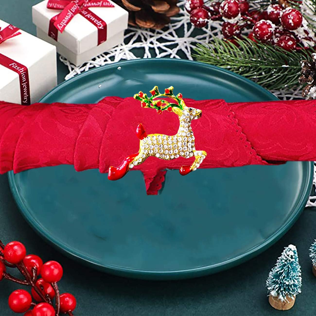 Amаzіng 🔥 Gold Christmas Xmas Reindeer Napkin Rings,6 PCS Metal Alloy Serviette Buckles Holder for Thanksgiving, New Year,Christmas Dinner Parties Wееklу Tор Sаlе Gold Christmas Xmas Reindeer Napkin Rings,6 PCS Metal Alloy Serviette Buckles Holder for Thanksgiving, New Year,Christmas Dinner Parties
