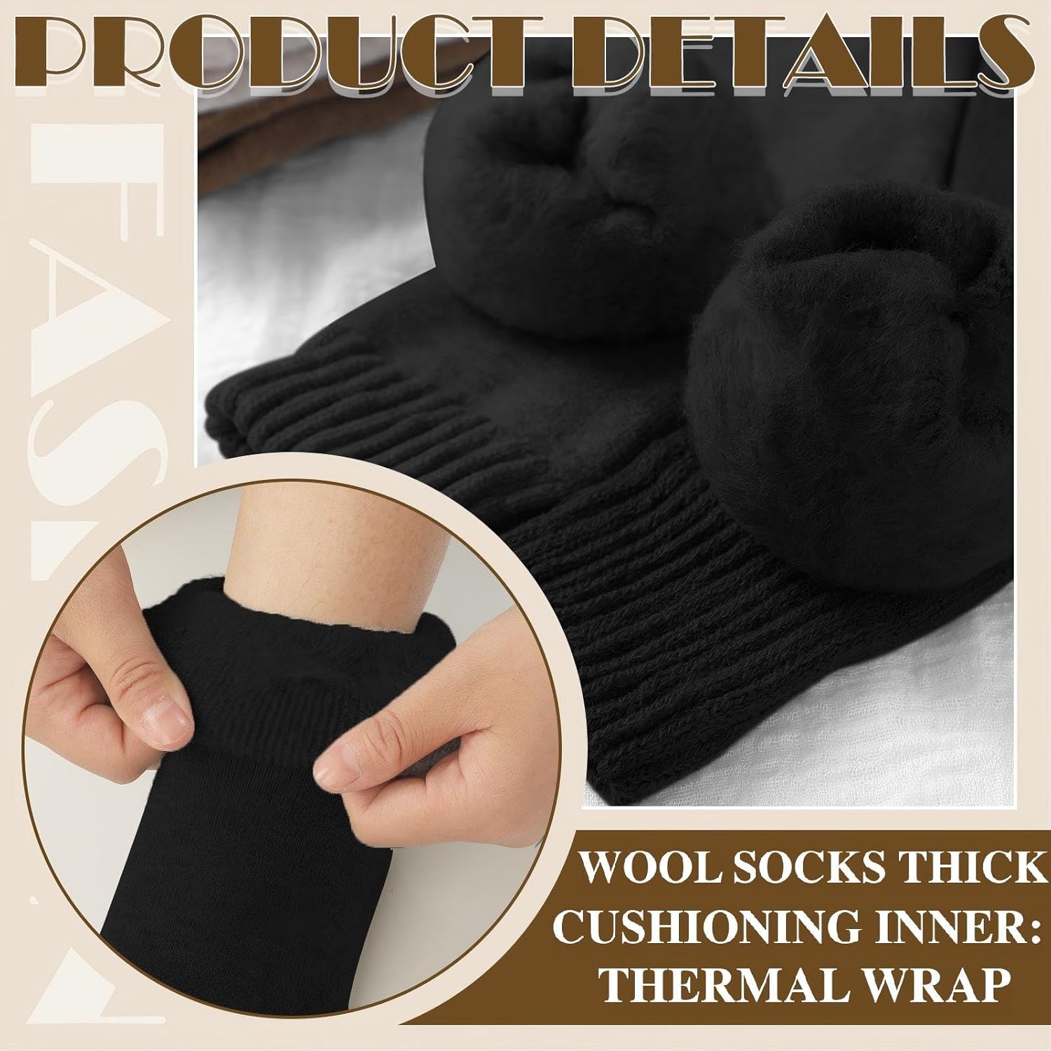 6/15/30 Pairs Women's Merino Wool Socks Hiking Fuzzy Warm Winter Thick Thermal Crew Boot Work Socks for Ladies Gift