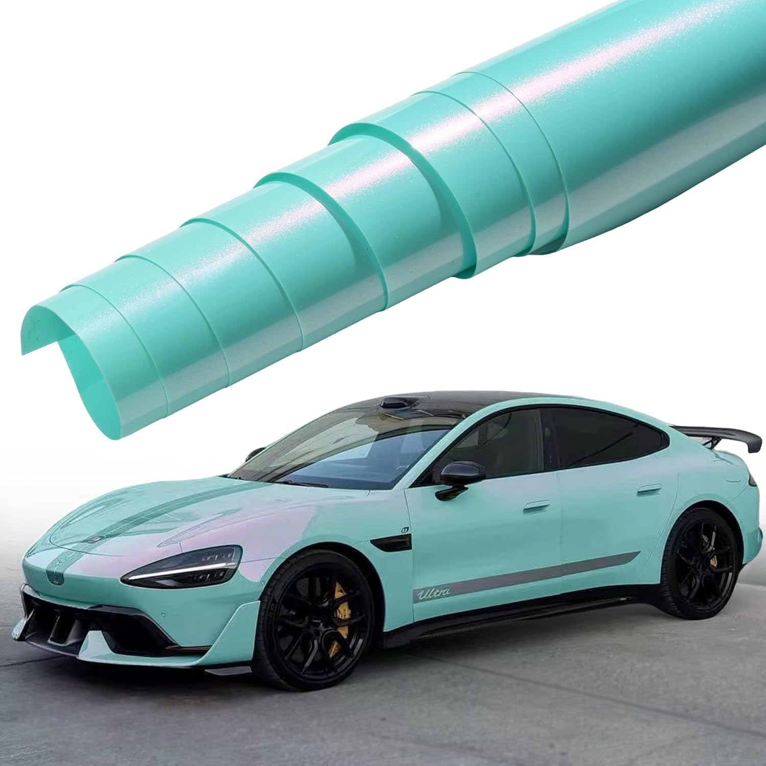 Gloss Metallic Teal to Charming Pink Chameleon Vinyl Wrap, Bright Teal to Sparkling Pearlescent Pink Color Change DIY Car Body Film for Vehicle Interior Exterior Decoration, 59.84" x 29.52"