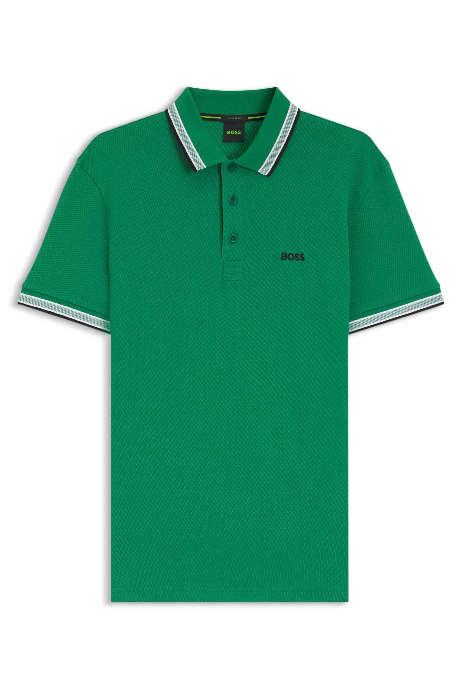 Boss Men's Bright Green320 Paddy Contrast-Logo Paddy Polo Shirt In Cotton Piqué