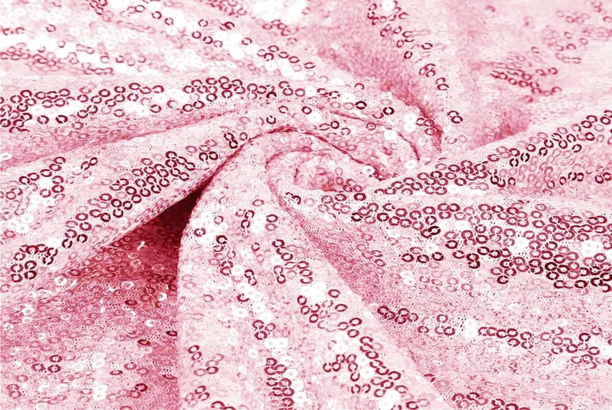Elegant Event Essentials - Sequin Fabric - Sewing Fabric - Shimmer and Shine with Sequin Material - for Wedding Dresses, Home Decor, Arts & Craft - Durable - Pre - Cut Lengths - Pink - 1 Meter
