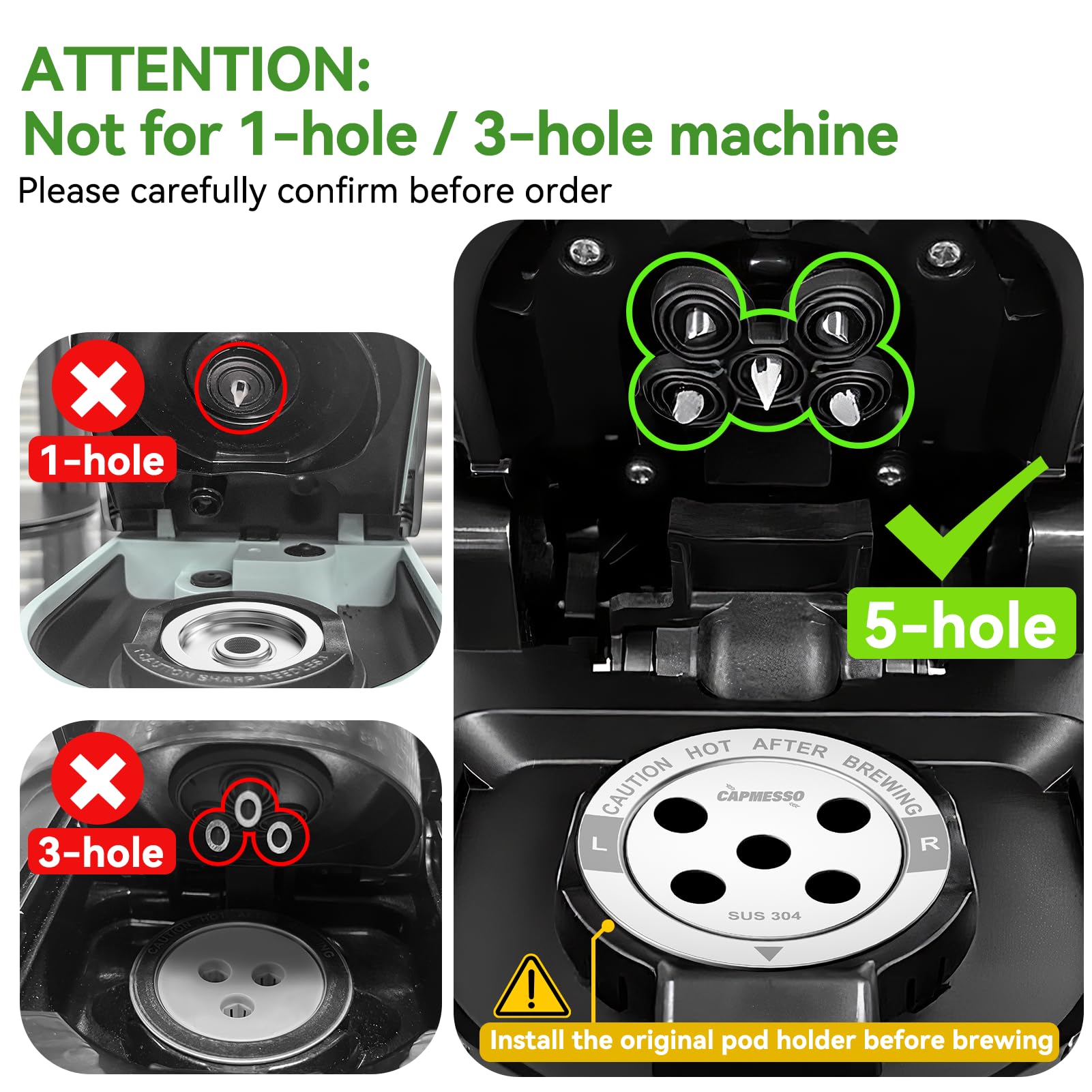 CAPMESSO Reusable K Cups for Keurig: 2026 All Stainless Steel Refillable Coffee Pods Metal Coffee Filters with 5 Holes & Scoop - for K Supreme/K Slim/K-Duo 2/K-Brew Chill MultiStream Maker (2 Pack) — view 2