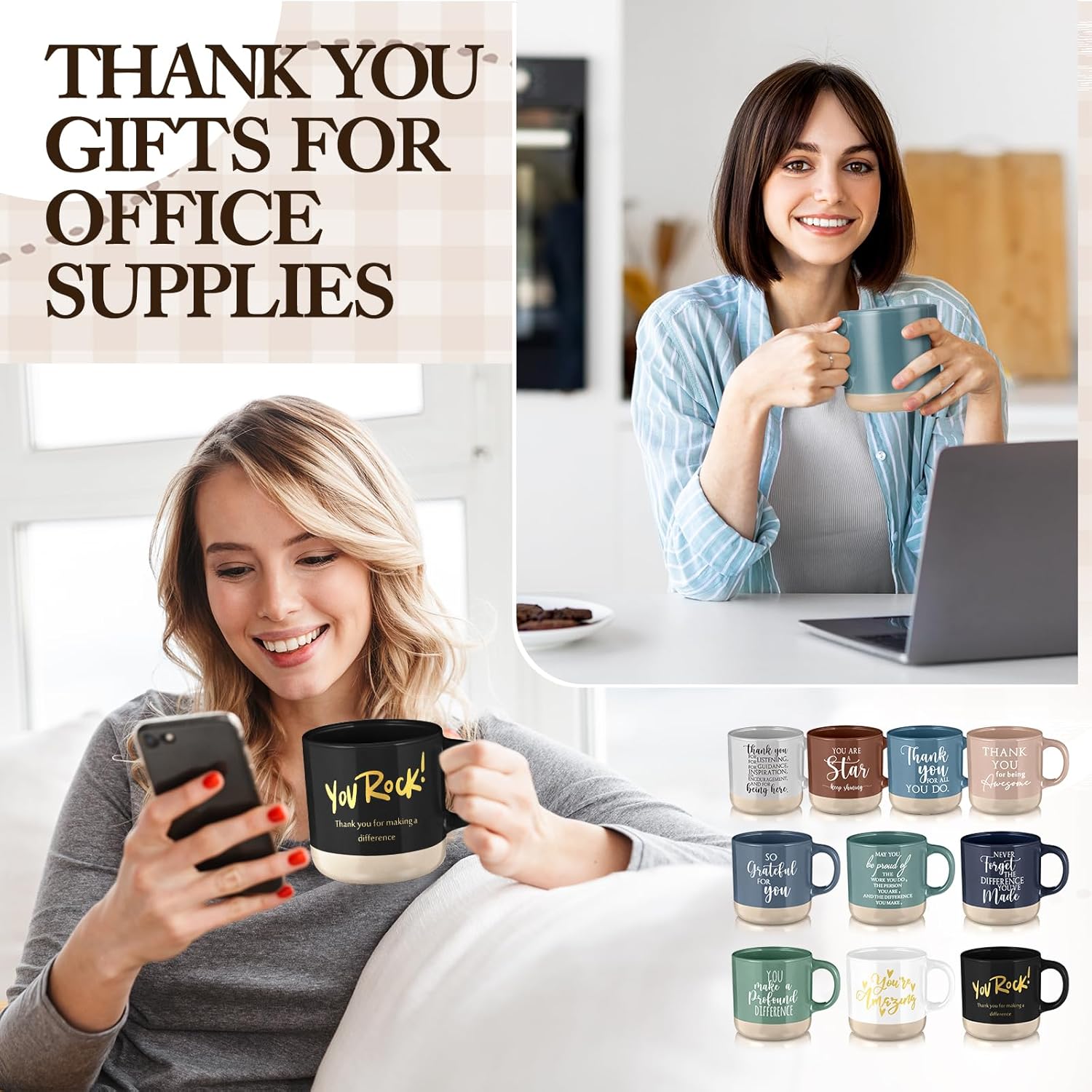 10 Pcs Thank You Mugs Bulk Appreciation Gifts for Employee Coworkers Staff Teachers Motivational Ceramic Coffee Mugs Thank You Farewell Going Away Gifts for Coworkers(Classic) - Image 5