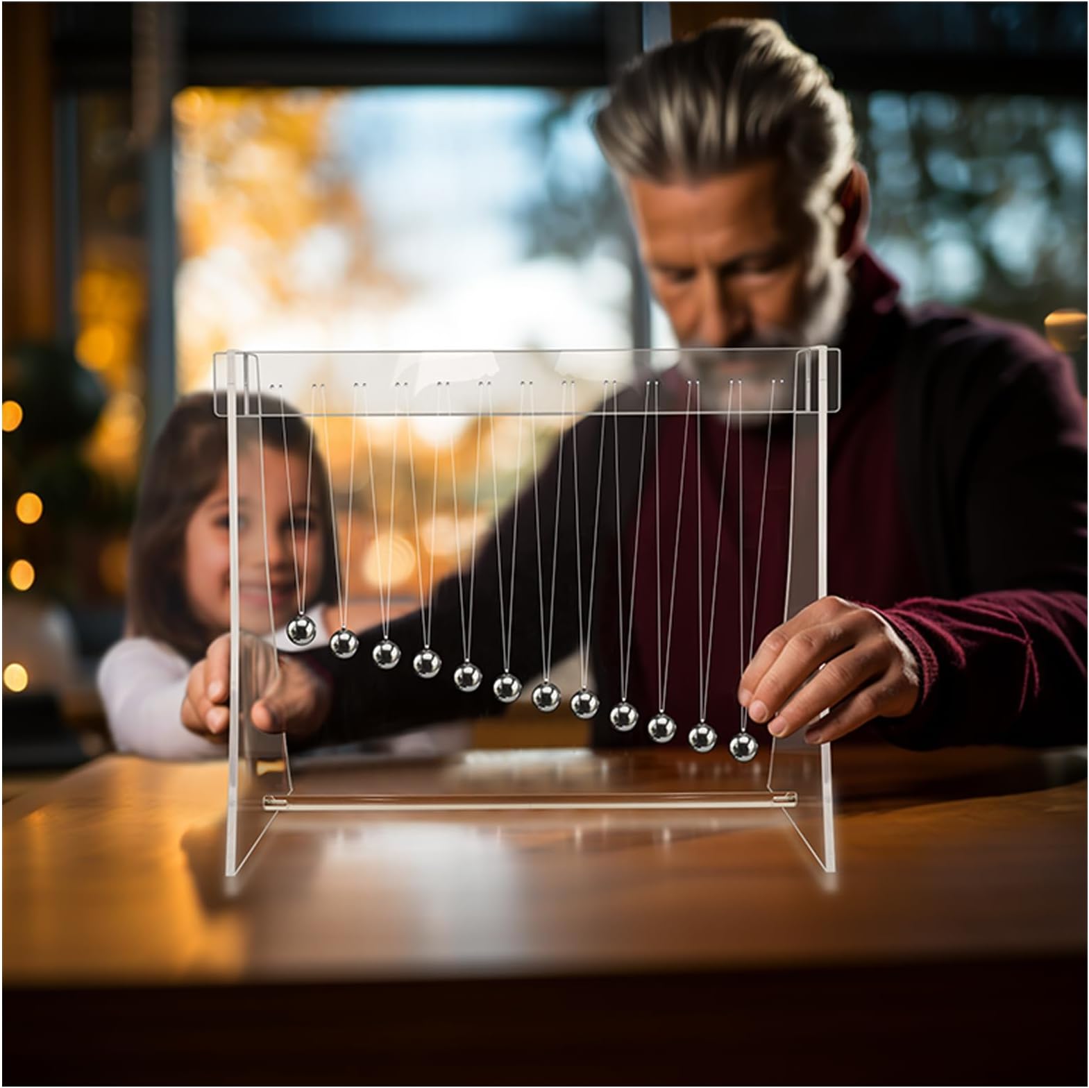 Pendulum Wave Physical Science Desktop Decoration:12 Balls,Not Newton's Cradle,Huygens Pendulum Principle