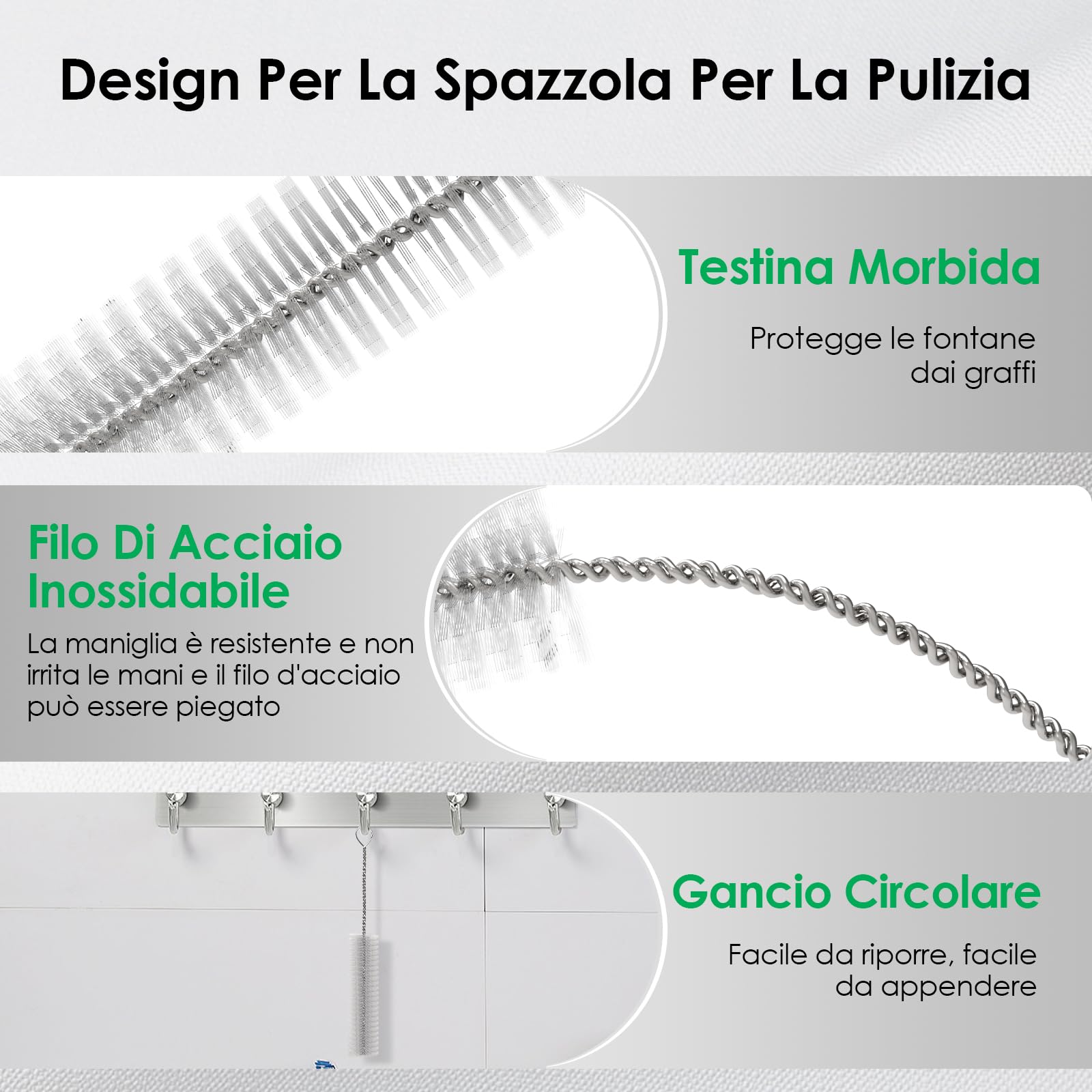Filtri per fontanella per gatti Minthouz P017, 6 pezzi Filtro di ricambio con carbone attivo per fontana gatti(con spazzola per la pulizia)