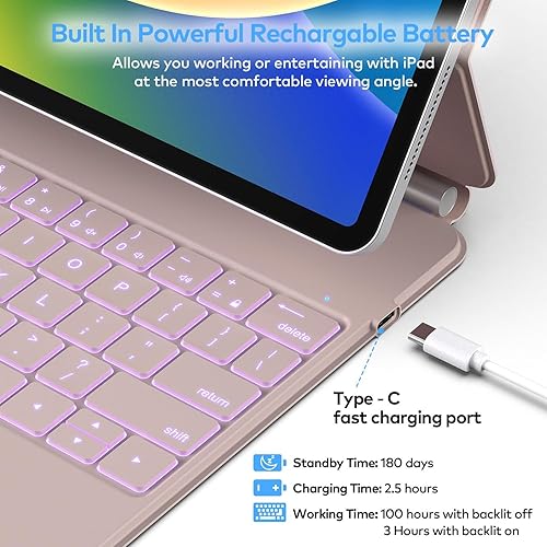 Miniatura 29 de Funda de teclado para iPad Air de 11 pulgadas (M3 2025 / M2 2024) y iPad Pro de 11 pulgadas (1ª/2ª/3ª/4ª generación), funda magnética con teclado