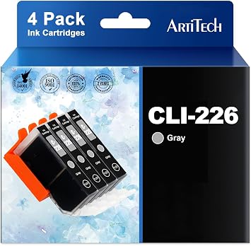 CLI 226 Ink Cartridges Replacement for Canon CLI-226 Gray Work for Canon PIXMA MG8120 PIXMA MG6120 PIXMA MG8220 PIXMA MG6220 PIXMA MG6110 Printers, 4 Pack