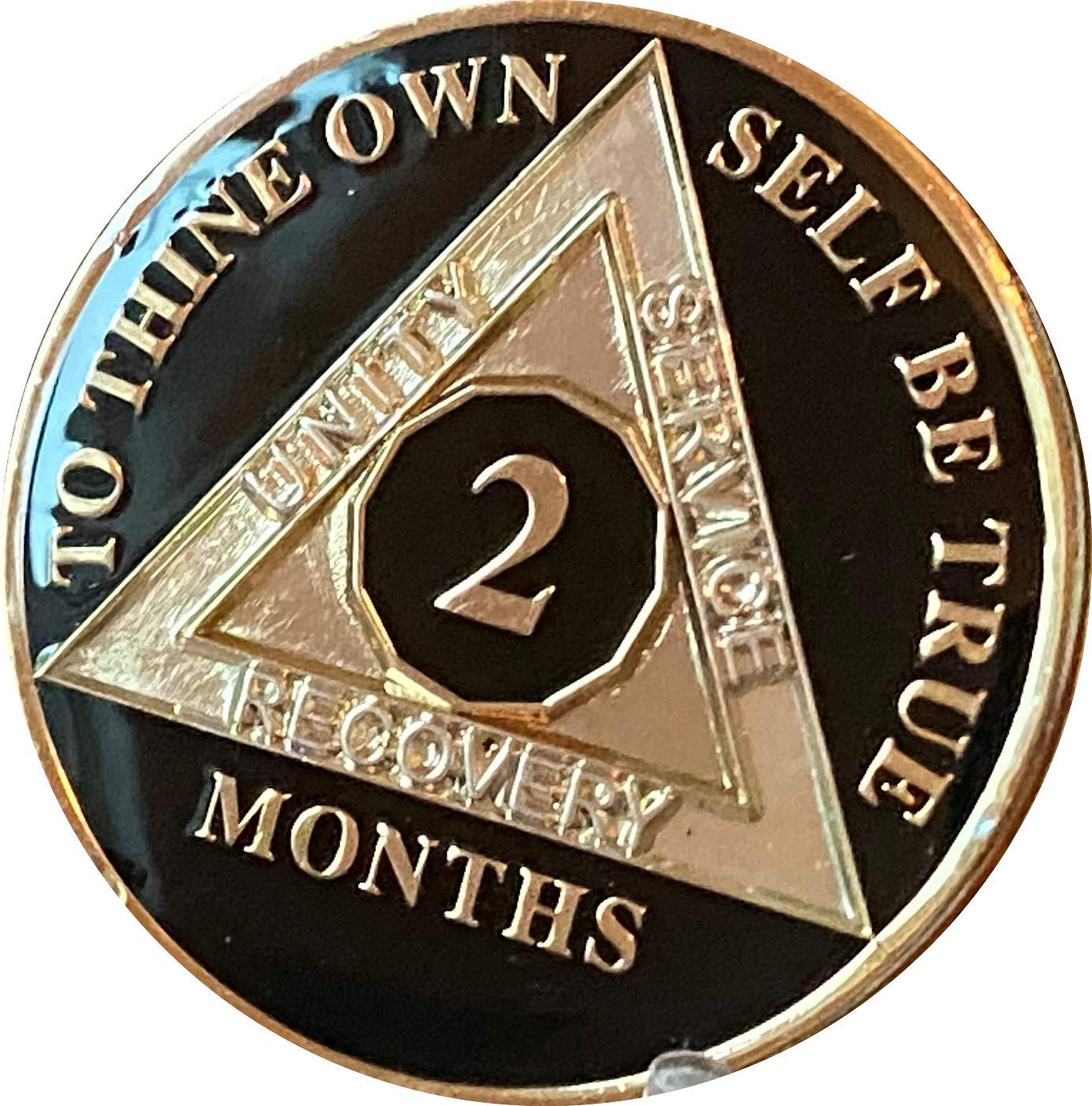 Ranger Industries2 Month AA Medallion Glossy Classic Black Tri-Plate 60 Day Sobriety Chip