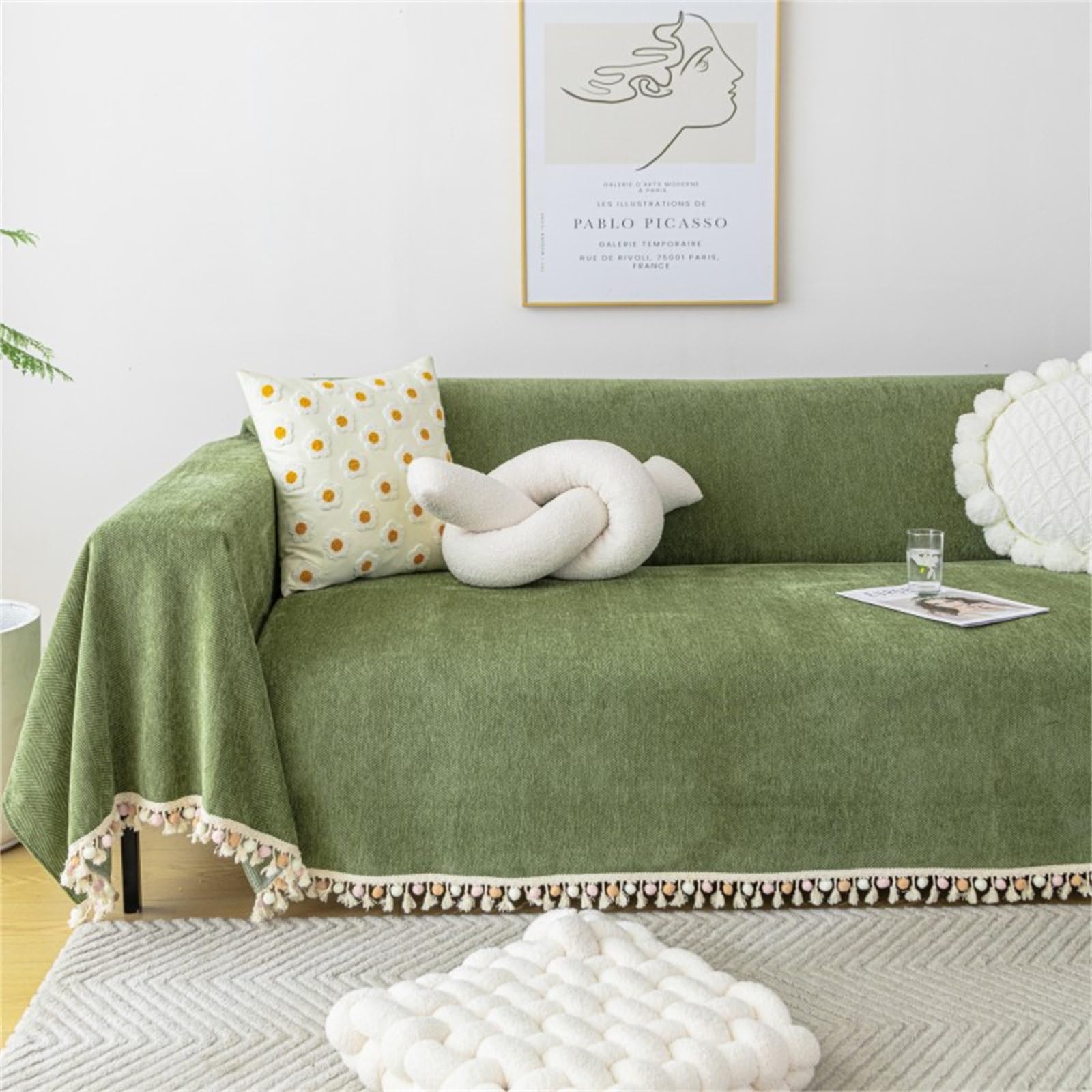Coperta morbida con frangia, grande, decorativa, per divano, versatile, da viaggio, per divano, letto, sedia, divano (rosa, 180 x 380 cm)