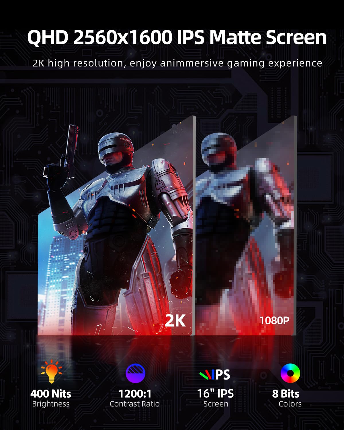 UPERFECT 2K 120 Hz 16 cali Przenośny monitor 2560 * 1600 2000:1 Kontrast 400 Nits Display IPS Mini HDMI USB C do komputera Laptop Smartphone Xbo Switch PS-4/5, kompatybilny ekran mobilny VESA