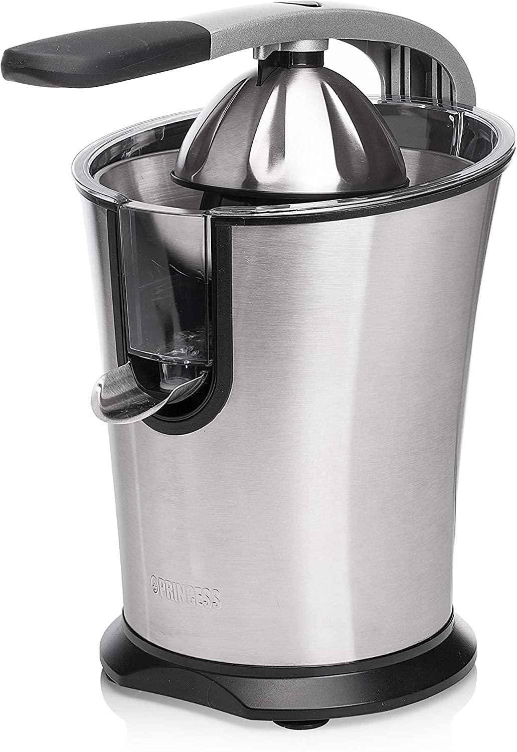 Princess 201860 Exprimidor de Cítricos Master Juicer Pro, Cono universal de acero inoxidable, Brazo de Palanca Profesional, Potente Motor de 300 W, Filtro para Pulpa, Depósito con Sistema Antigoteo