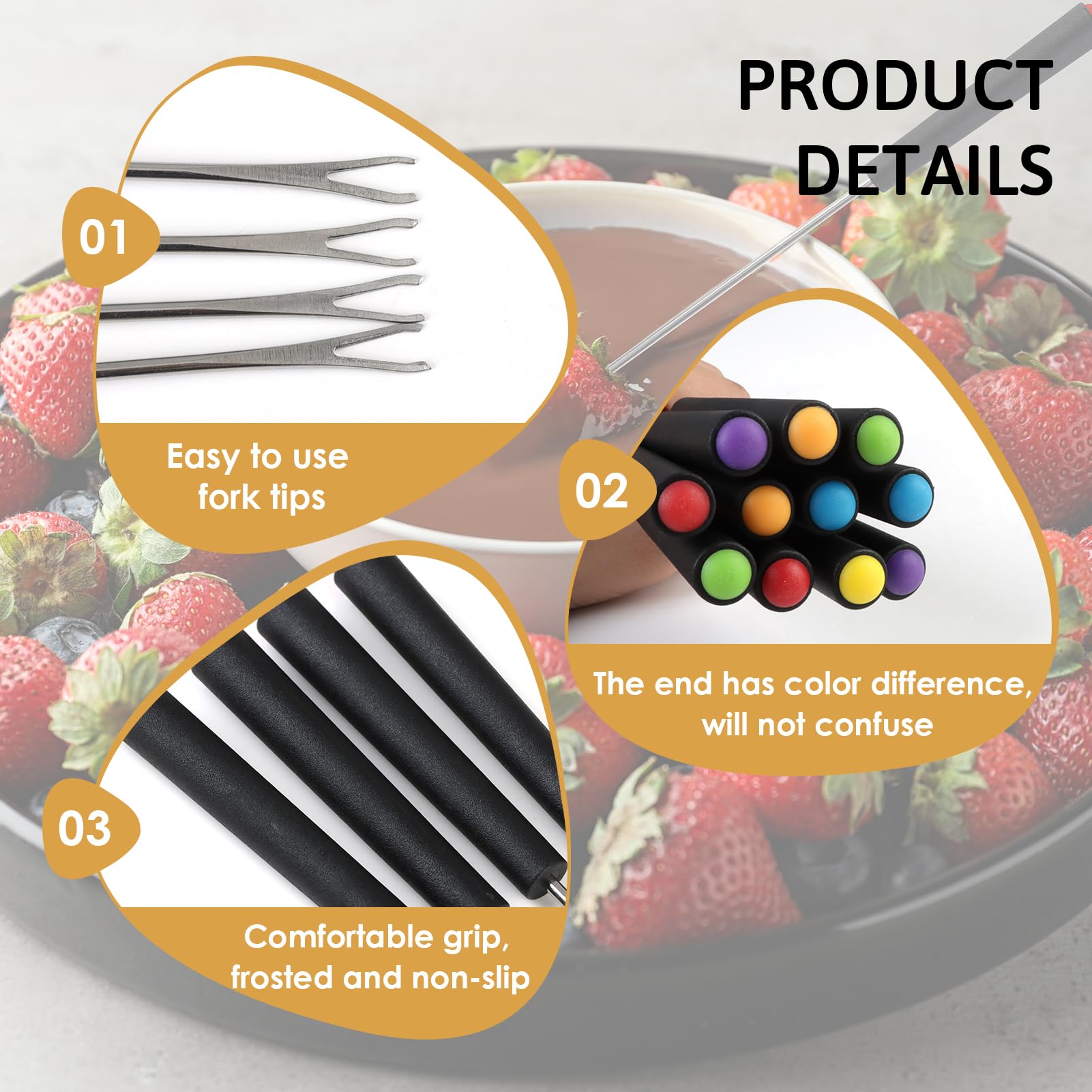 Fourchettes Inox Poignée Bois Lot De 12 Fourchettes à Fondue Au Fromage, 24cm Couverts à Fondue En Acier Inoxydable Avec Soirée Conviviale Famille