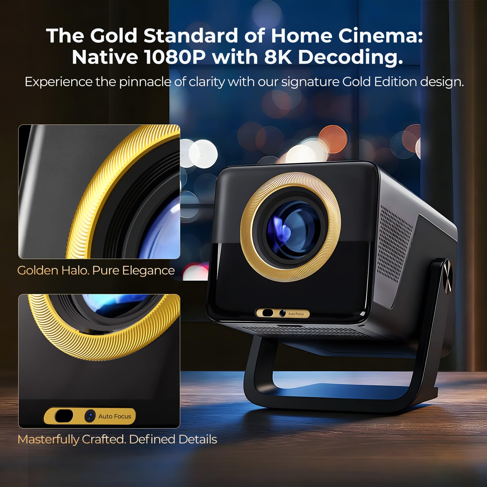 Videoprojecteur X7, Projecteur Video 4K Android 14 Smart, Mini Projecteur Portable WiFi Bluetooth, 2000 ANSI Natif 1080P, Autofocus Trapèze, Retroprojecteur Cinema Maison Chambre Exterieur