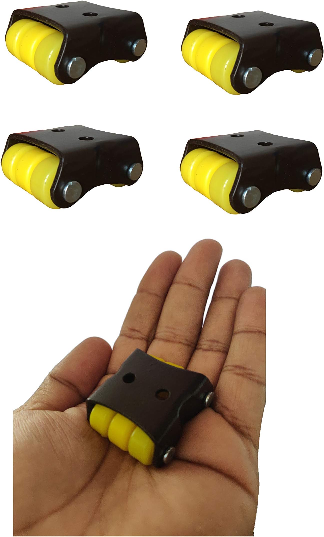Impoda 4 x Small Fix Wheel Castor / 100kg Load Capicity (Black-Yallow)