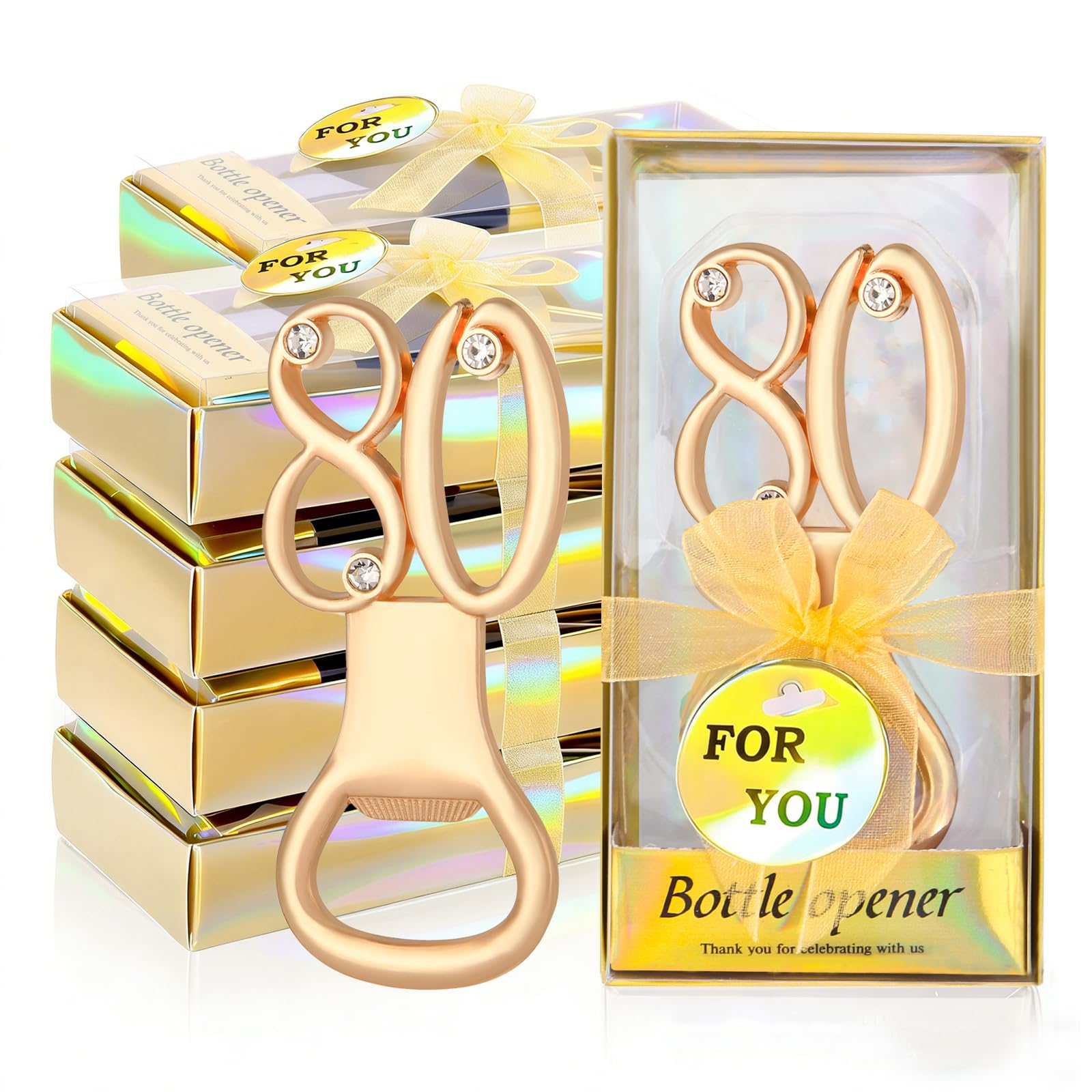 24PCS 80th Birthday Bottle Opener with Diamond Design Party Favors
