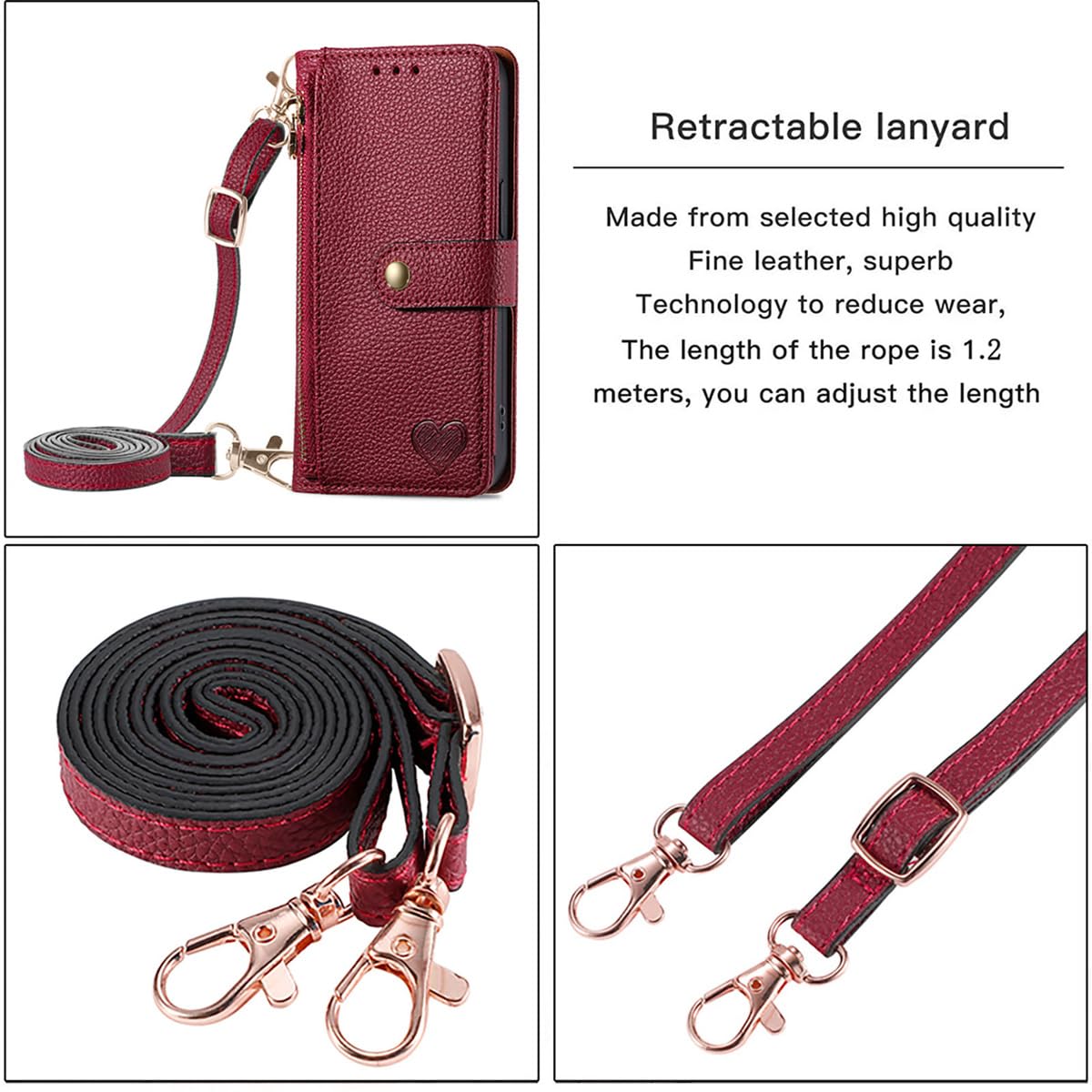 Coque Portefeuille Pour Xiaomi Poco M7 Pro 5G – Etui En Cuir PU Avec Porte-cartes, Bandoulière, Protection Anti-chute - 12