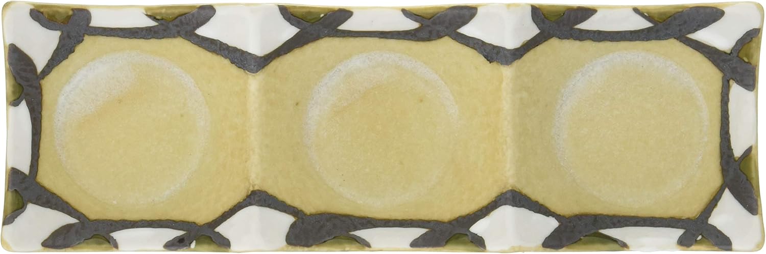 5個セット 薬味皿 白い波石目三連皿(小) [20.2 x 6.6 x 3.3cm] 【料亭 旅館 和食器 飲食店 業務用 器 食器