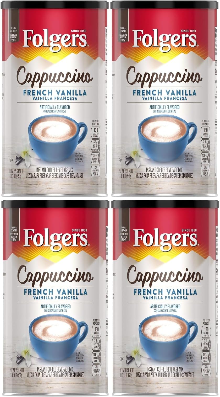 Folgers Cappuccino French Vanilla 16 oz. (Pack of 4)