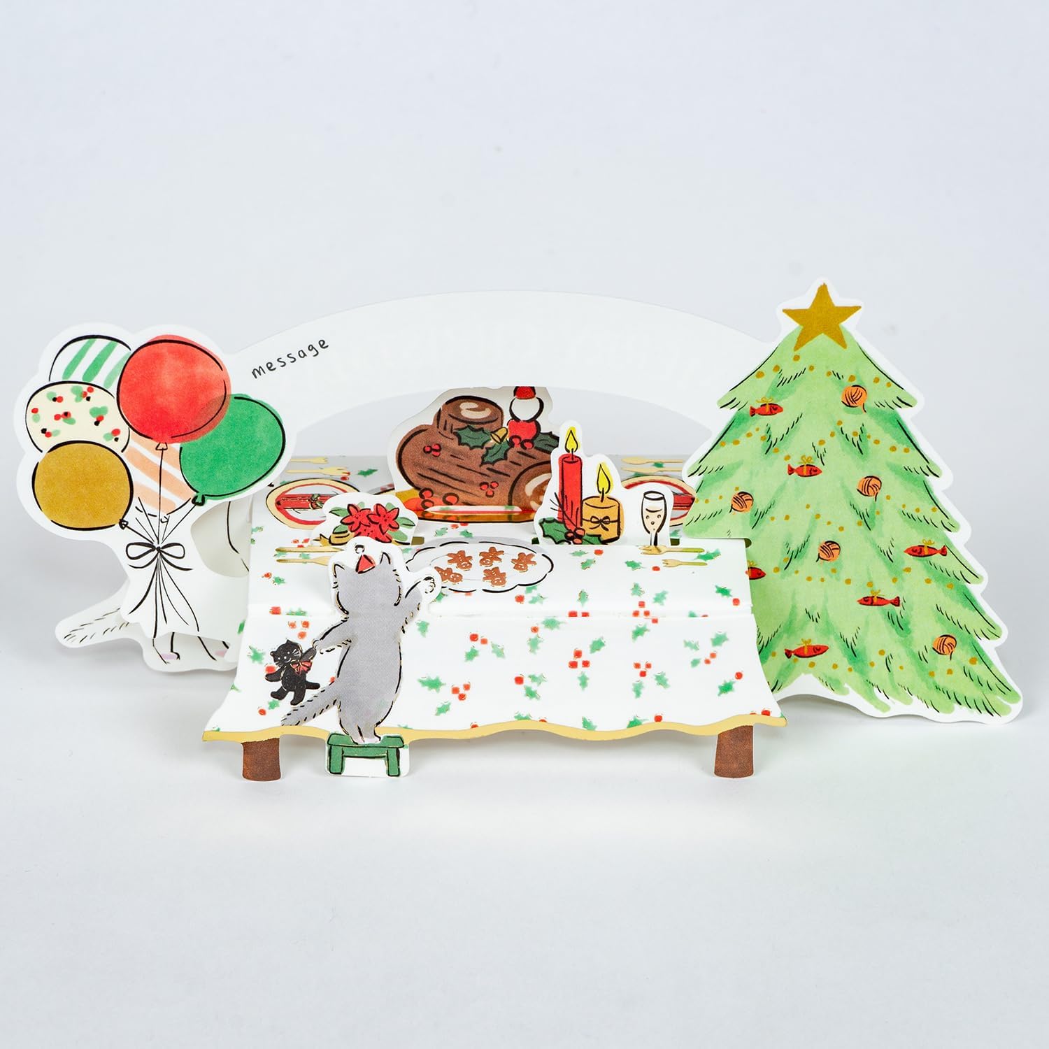 Greeting Life Christmas Table Card Cat KE-42