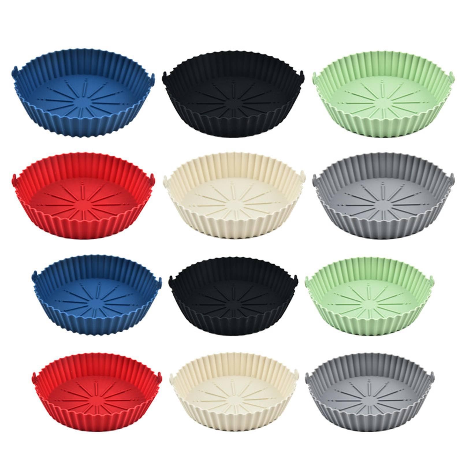 Sartén de silicona para freidora de aire y tazón, bandeja reutilizable para horno freidora de aire, bandeja de silicona apta para alimentos para cocinar y hornear perfectos, accesorios fáciles de