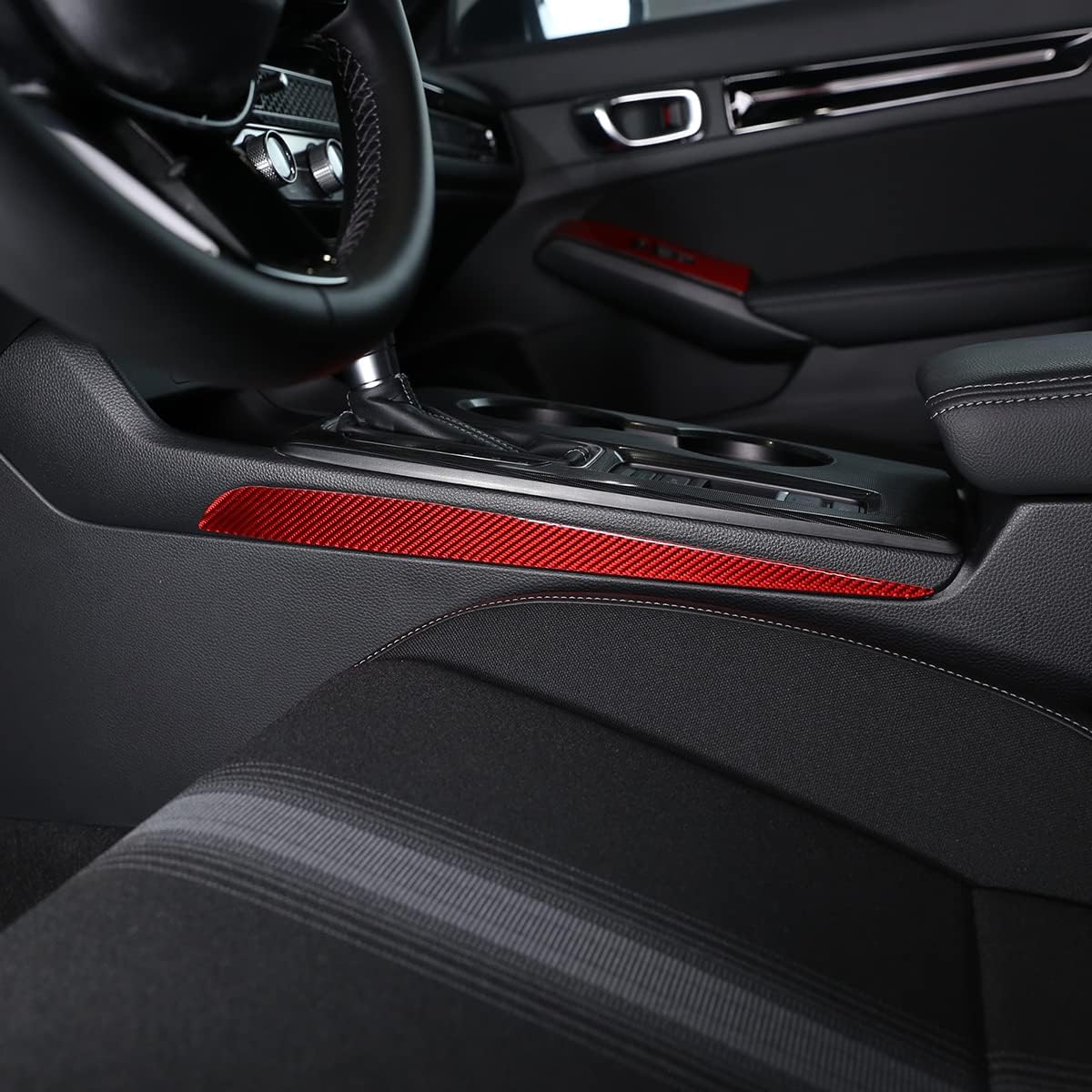 PIUGILH Real Carbon Fiber Central Control Side Panel Trim for 11th Honda Civic 2022 Interior Accessories