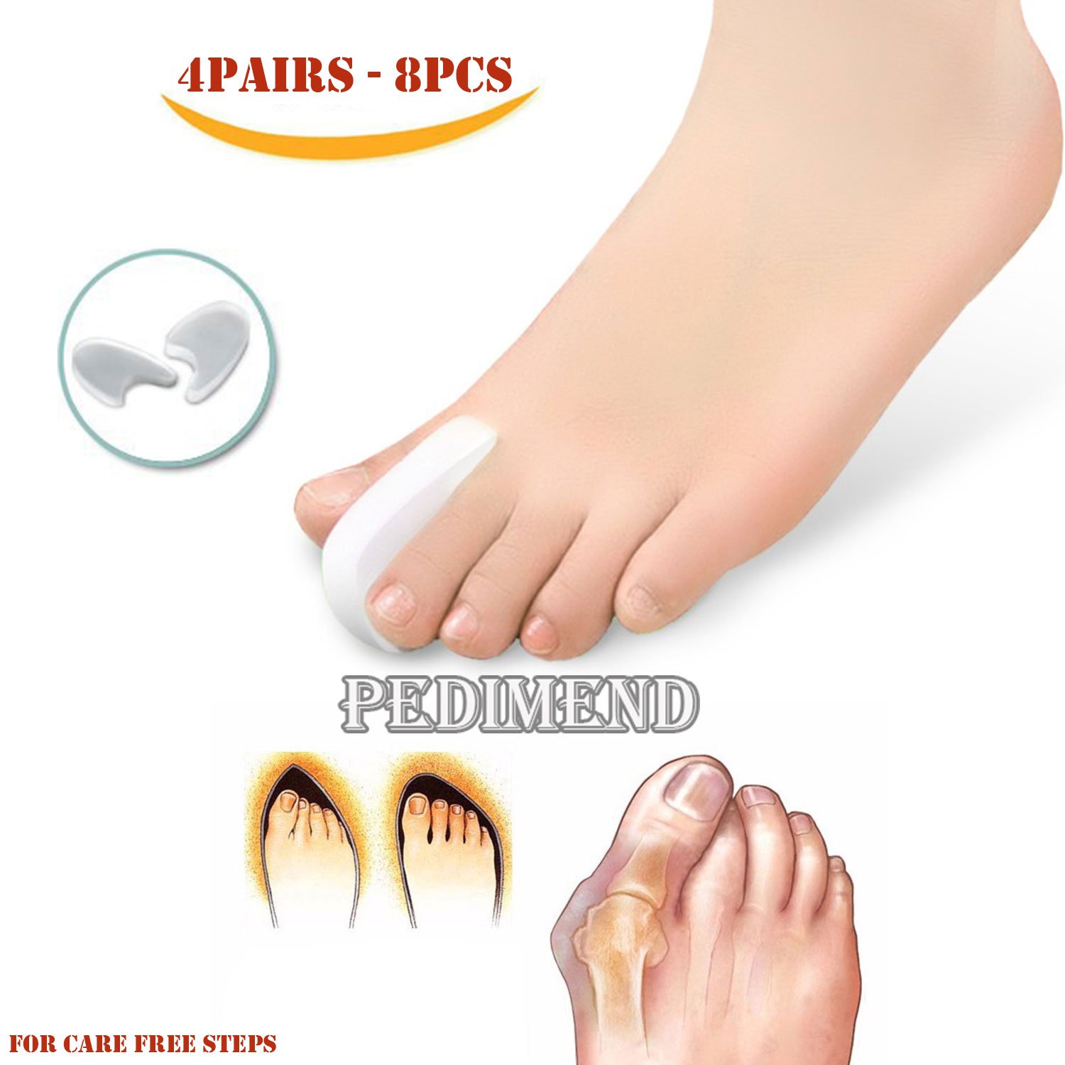 8PCS di silicone gel per dita di Pedimend – toe Straightener & allineamento – allevia da calliOverlapping Toes nail problemi e alluce valgo – antiirritazione tra le dita – assorbire pressure &