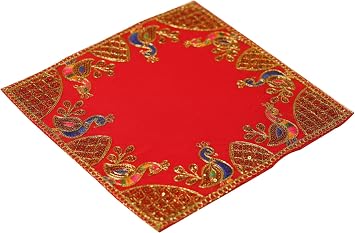 Bhagwan Ka Aasan for Pooja | Soft Velvet Puja Aasan for Mandir | Decorative Aasan Cloth for Idols & Home Temple God Sitting Mat