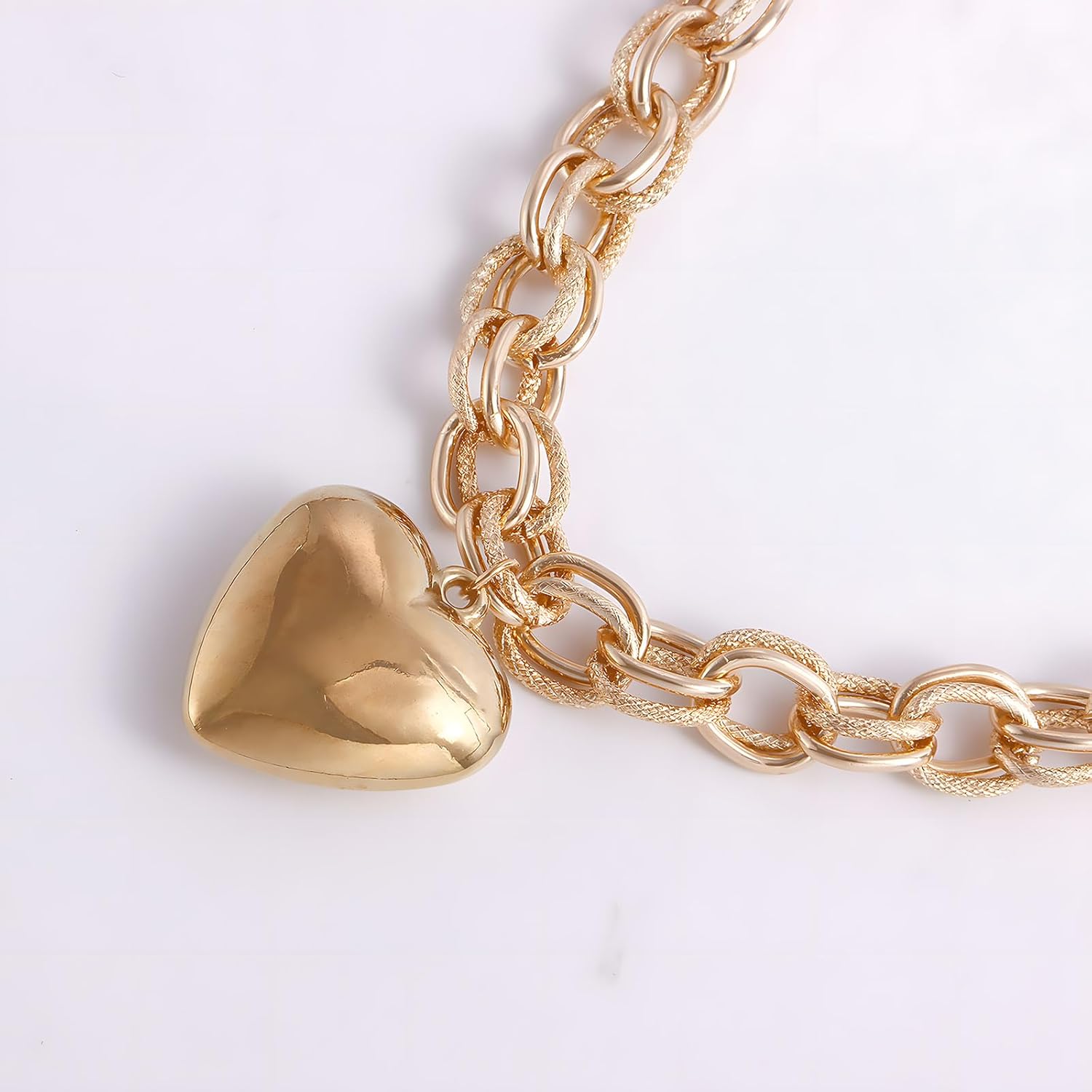 Chunky Heart Pendant Necklace for Women Love Thick Chain Choker Necklaces Jewelry - Image 5