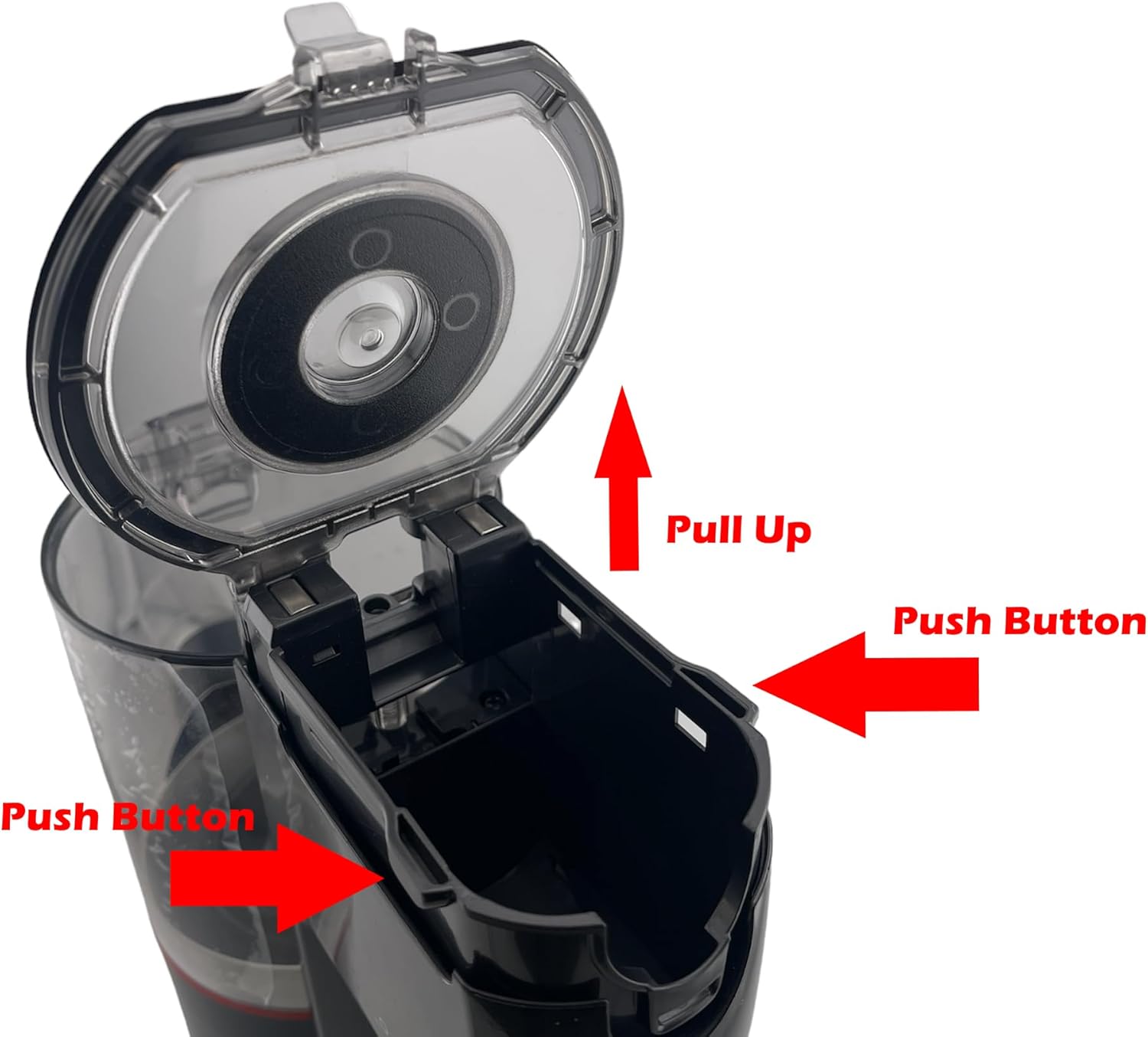 Goodsby Replacement Dust Bin Lower Lid Cover for LG CordZero A9 A905 A906 A907 A908 A912 A913 A916 A926 A927 A929 Cordless Stick Vacuum Cleaner, Gray, Transparent