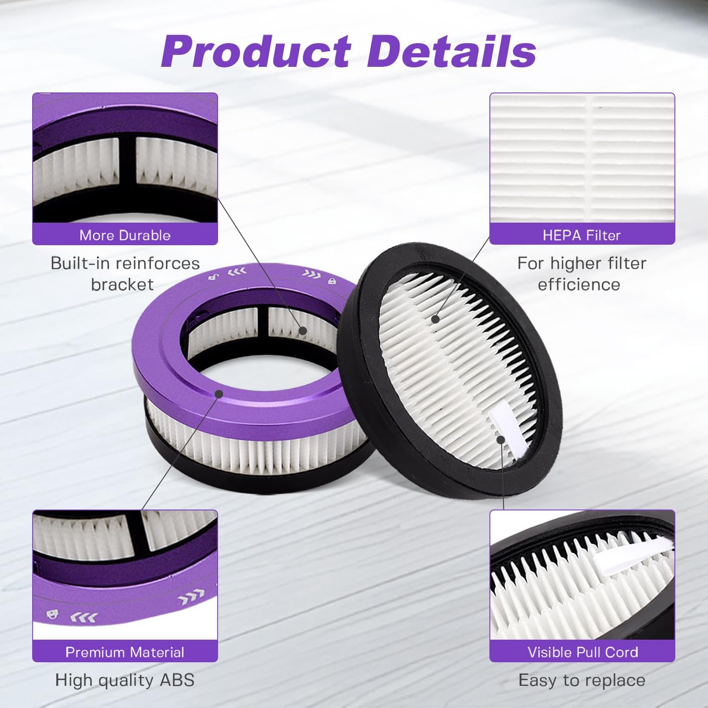 HEPA Filter Replacement Compatible with Lirios Q7 / Anyson Stars 5 45000Pa Vacuum Cleaner, Washable Filter Accessories Part, 3 Pre-Filters, 3 Post Filters