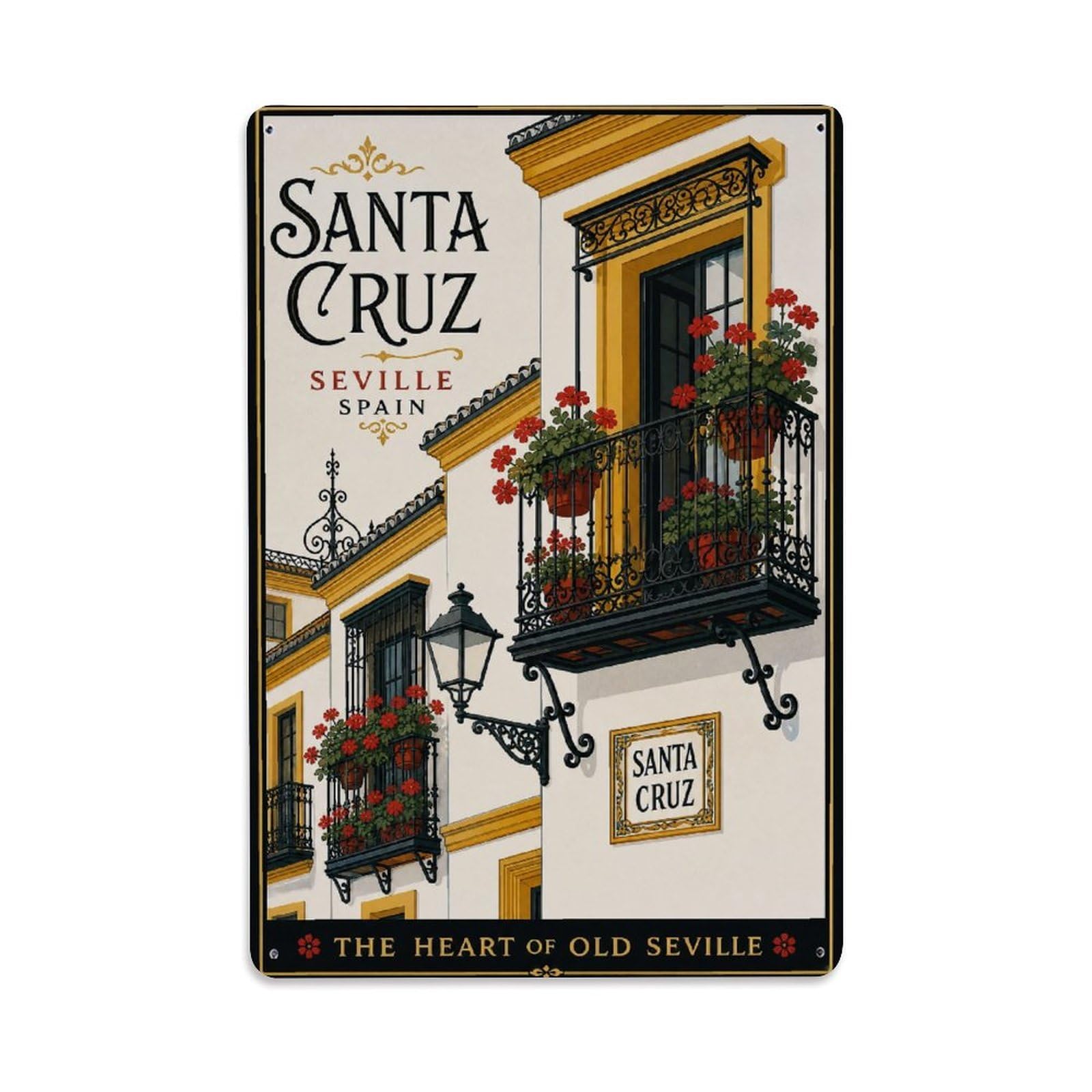 Metal Tin Sign Spain Santa Cruz Vintage Travel