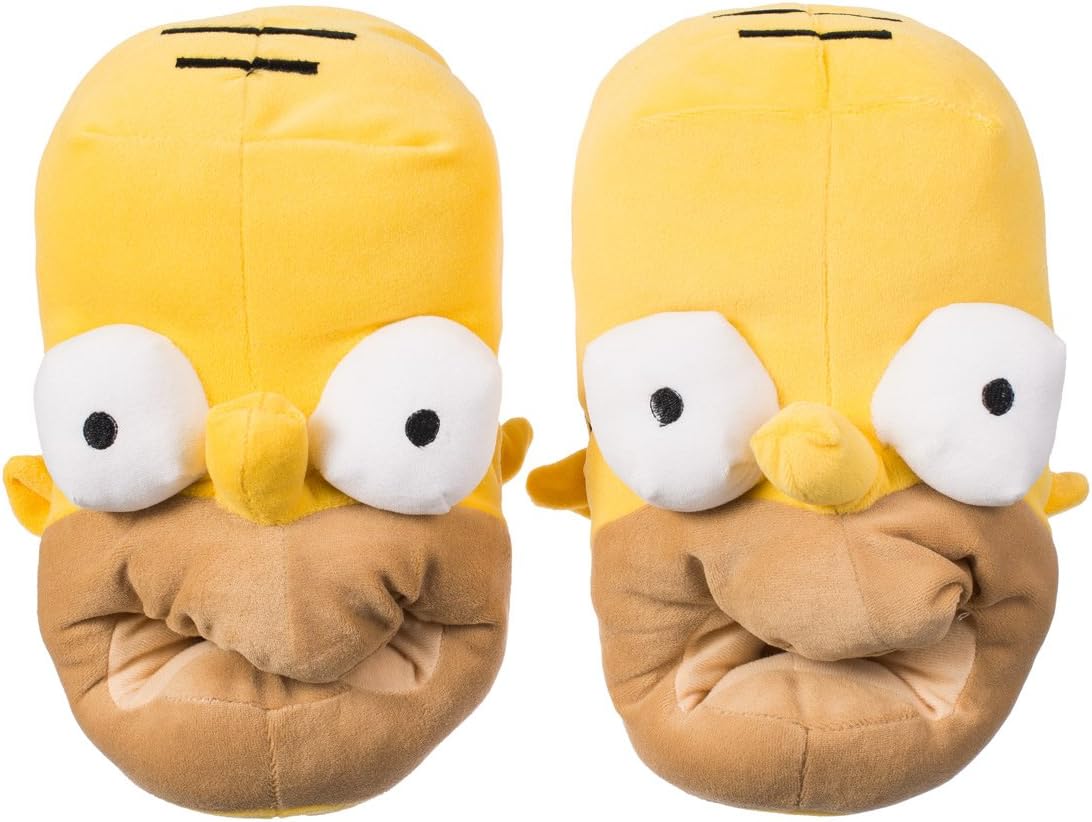 Slippers in "Homer" Design - Yellow, Shoe Size approx. 36 to 44 - Motive Plush Slippers as a Gift Idea - Grinscard