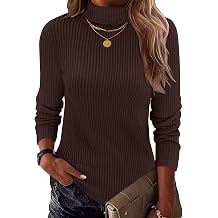 Rapbin Women's Turtleneck Long Sleeve Tops Ribbed Knit Pullover Sweater
