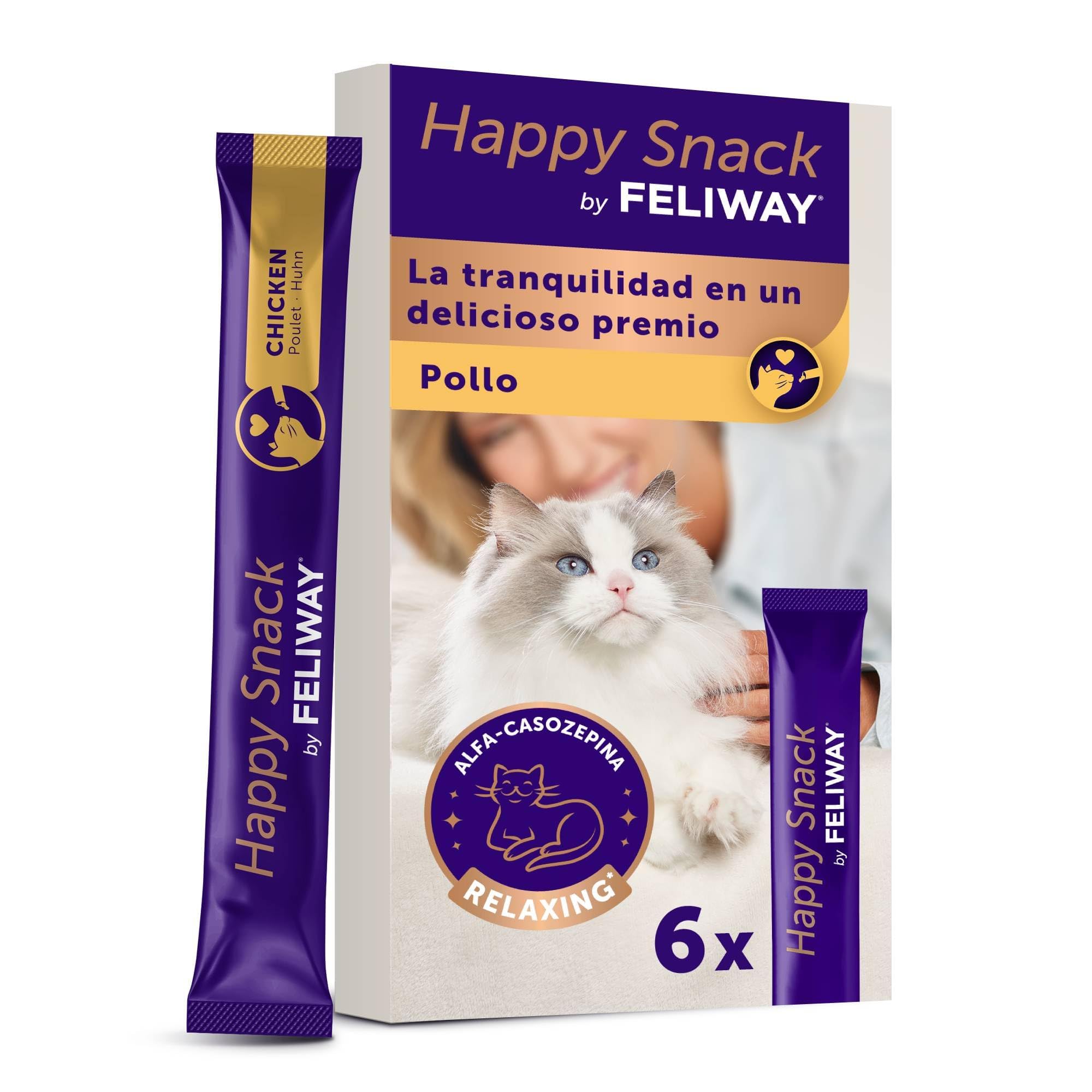 Happy Snack by FELIWAY - El Único Premio Cremoso Que Ayuda a Calmar a los Gatos - 6 Sobres