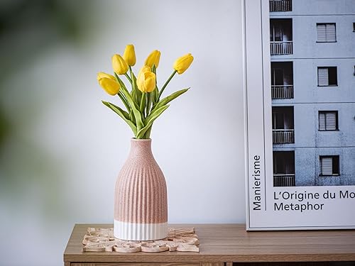 Miniatura 6 de Labcosi - Jarrón de cerámica, florero para centros de mesa, juego de jarrón mediano de granja para estante, mesa de café, sala de estar, decoración