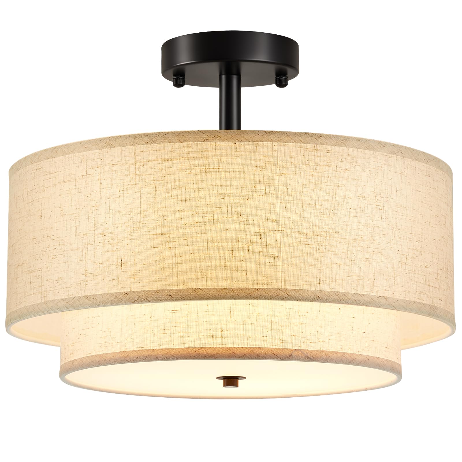 Maichixin 3-Light Ceiling Lights, 16" Dual Drum Chandeliers Ceiling Light
