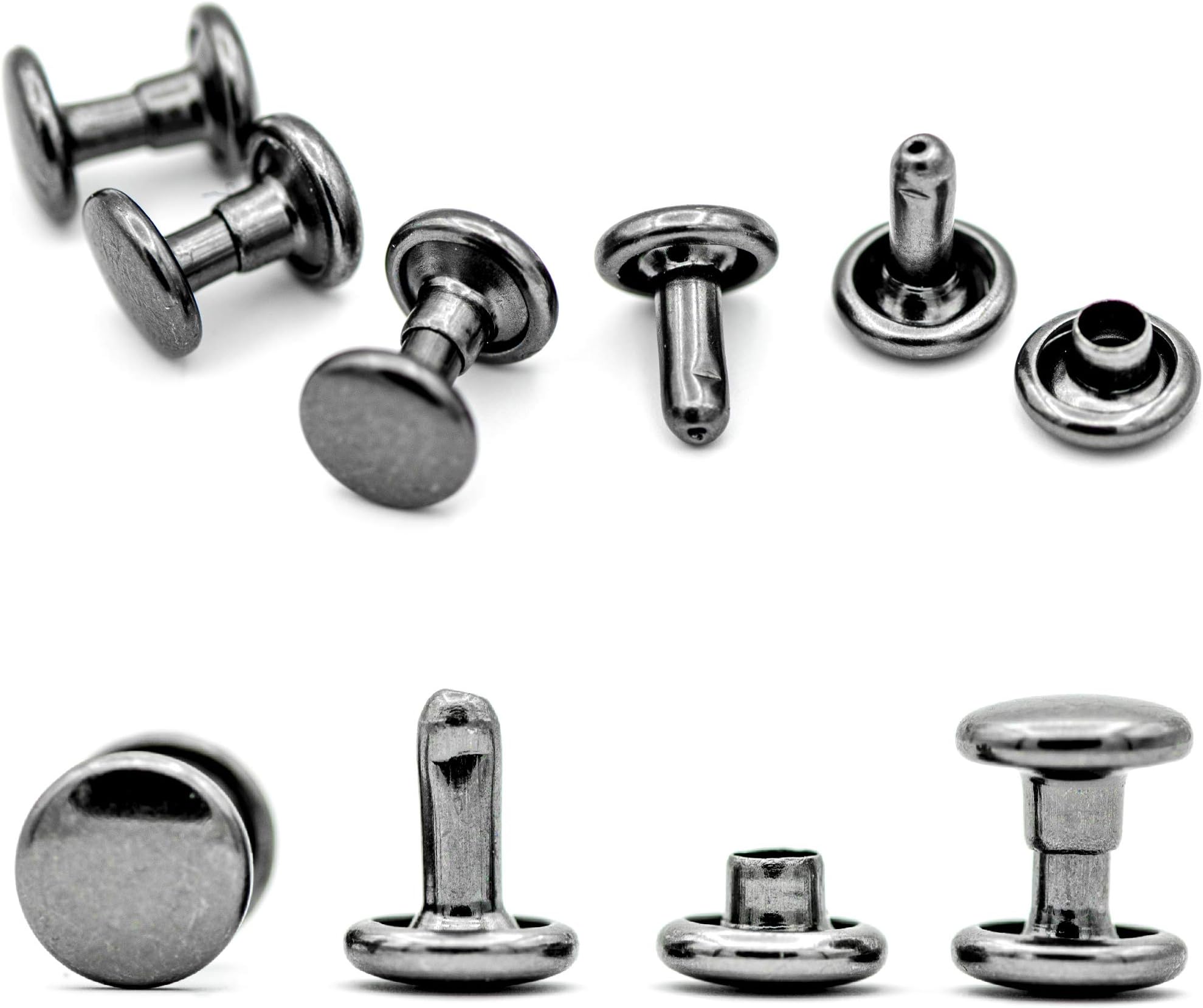 100 Sets Doppelkappen Nieten 8mm Roségold - Metallknöpfe Für Lederhandwerk