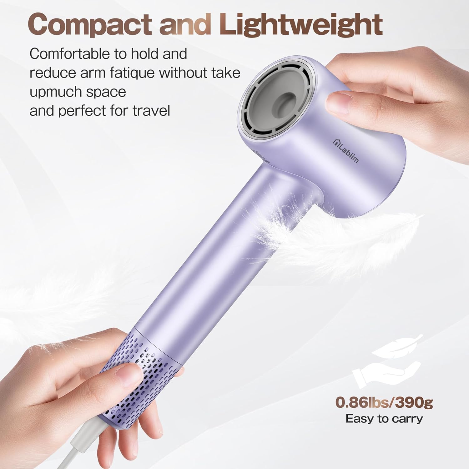 Hair Dryer, High-Speed Ionic Low Noise Blow Dryer with Brushless Motor for Fast Drying, Thermo-Control Quiet Compact Hair Blow Dryer, Hairdryer with 1 Nozzle Attachments for Home Salon Travel - Image 7