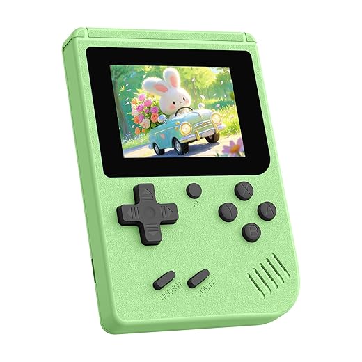 Retro Gaming Console, Built-in 400 Classic Retro Game Console, 3.0 Inch IPS Screen Retro Handheld Game Console, 1020mAh Rechargeable Battery, Portable Arcade Video Gaming Console (Green)