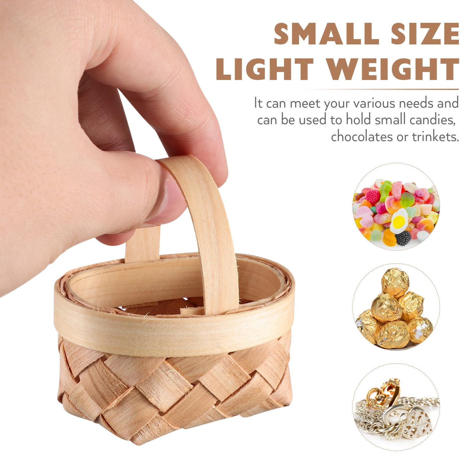 Cabilock 12 Stück Mini Körbchen mit Henkel, Kleine Geflochtene Bambuskörbe für Blumenkinder, Hochzeit, Süßigkeiten, Gastgeschenke, Tischdeko, Party und DIY Dekoration