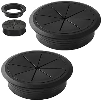 Desk Grommet Hole Diameter 3.15 Inch Head Diameter 3.7 Inch 2 Pieces, Desk Hole Cover for Cables Black, ABS Plastic Grommet Hole Cover for Wires Cables Through the Countertop by XIOGZAXI
