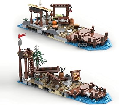 Medieval Viking Village Extensions Building Block Set, MOC Pirate Hous Model, Creative Building Bricks Birthday Gift for Fans 584 Pcs