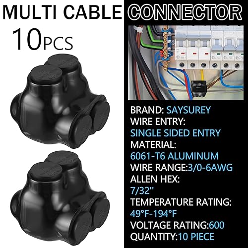 Vista 12 de 5 conectores de cable múltiple aislados, 2 puertos, empalme de entrada única, conectores de alimentación eléctrica, terminales de interconexión