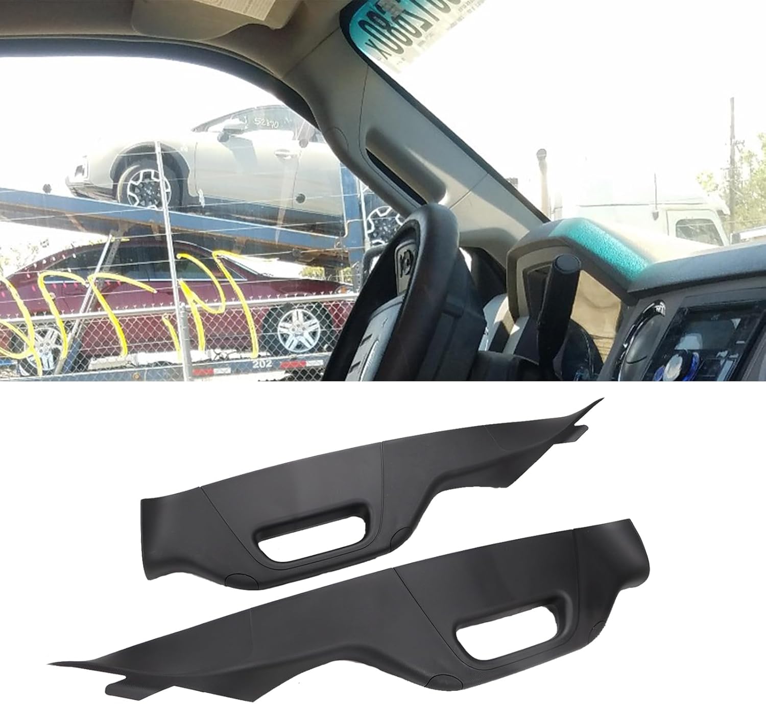 FEXON A Pillar Grab Handle Interior Trim Compatible with 2011-2016 Ford F250 F350 F450 F550 Super Duty Replace# BC3Z-2503599-AB BC3Z-2503598-AB (Left Right Driver Passenger Side, Black)