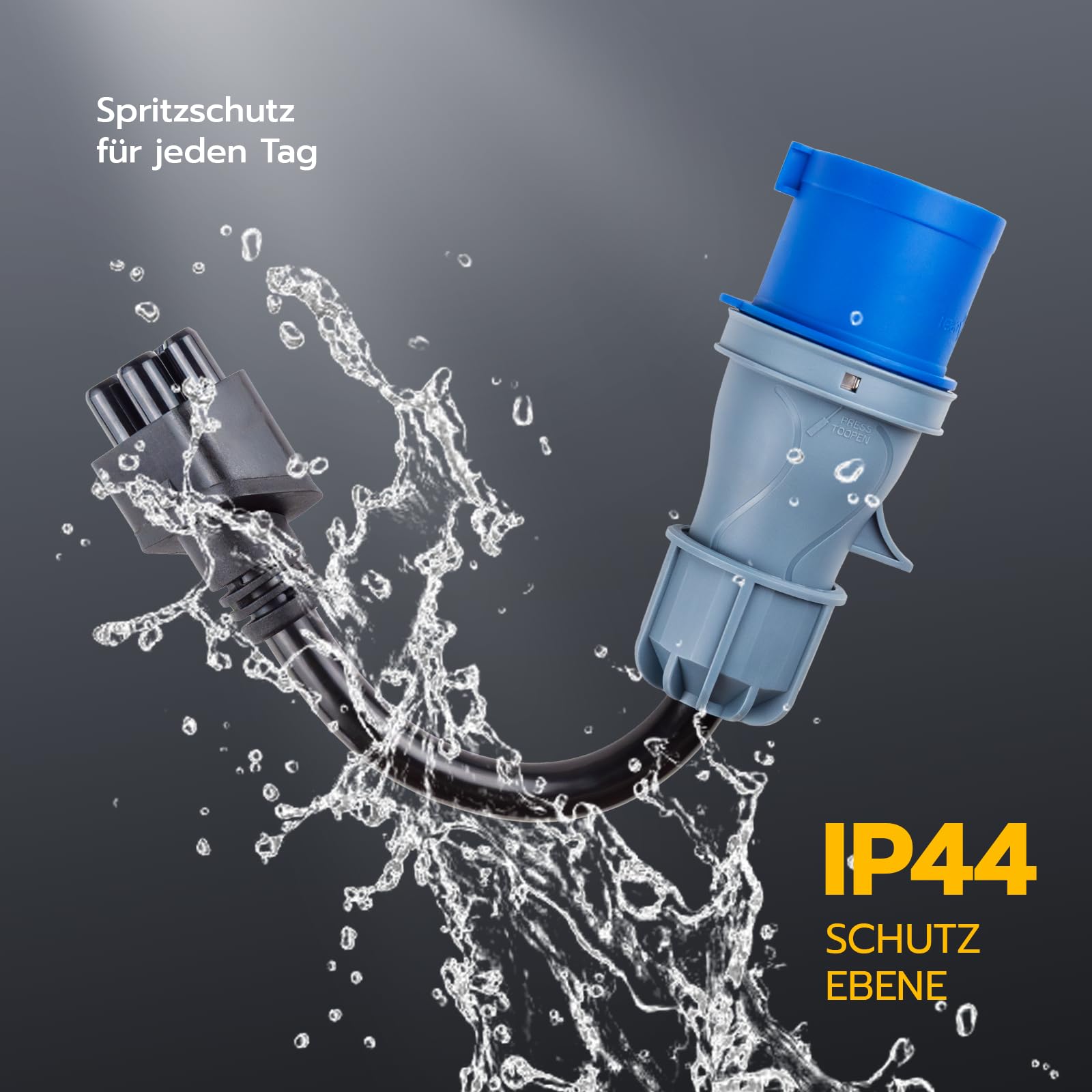 Tesla Adaptateur vers adaptateur CEE 3 broches 32 A, câble d'extension portable CEE 0,3 m, adaptateur Tesla Charger pour EV (3 broches 32 A)